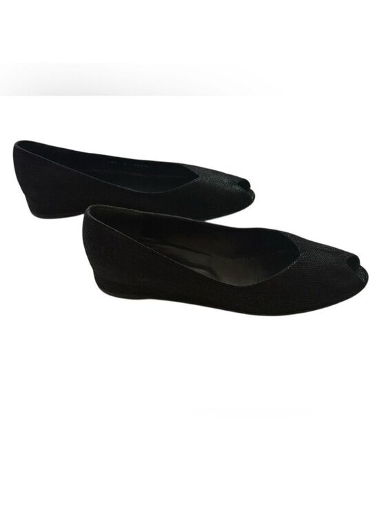 Bruno Magli Shoes - Bruno Magli Black Textured Leather Peep Toe Flats Italy Sz 10.5